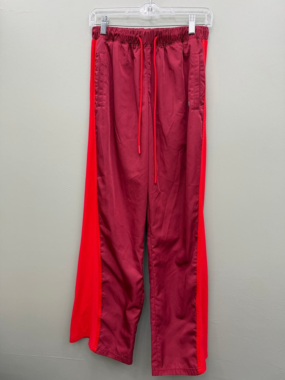 AS Revival Track Pants Small Burgundy Red Wide Leg Y2K Side Stripe Athletic